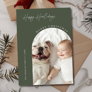 Tarjeta Festiva Navidades de fotos de Dog Arch Happy Howlidays Gre