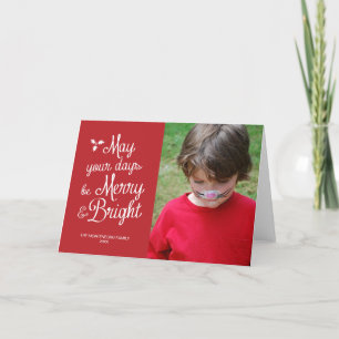 Tarjeta Festiva Navidades de fotos de feriados y brillantes rojos