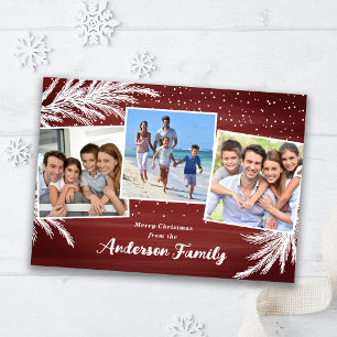 Tarjeta Festiva Navidades de Fotos de Fotos de Falling Snow Evergr