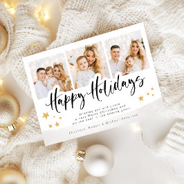 Tarjeta Festiva Navidades de fotos de Gold Happy Holidays