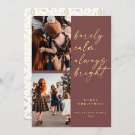 Tarjeta Festiva Navidades de fotos de Gold Script 2 brillante siem