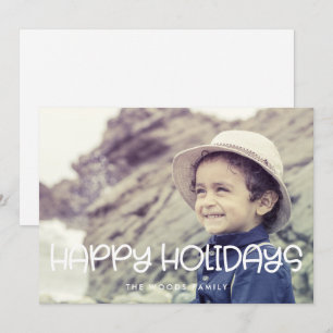 Tarjeta Festiva Navidades de fotos de Happy Holidays Cute Script