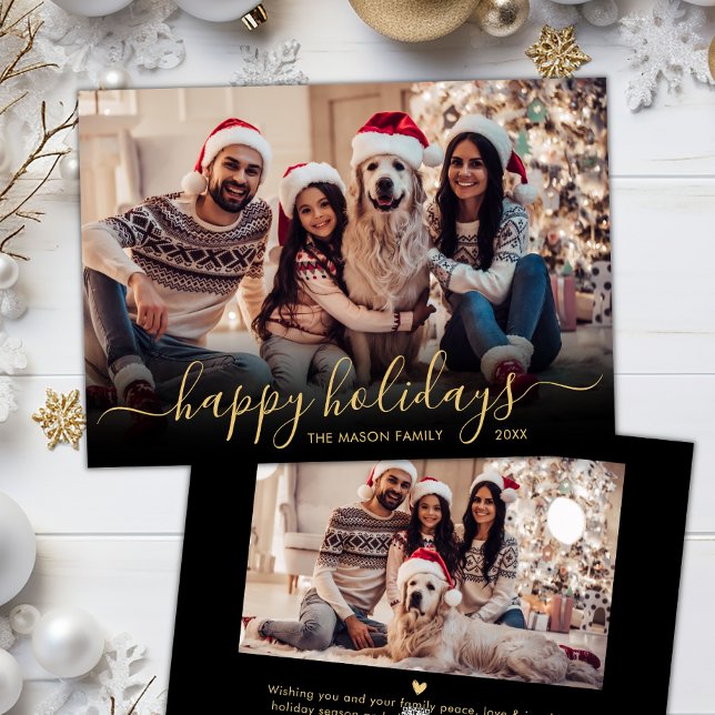 Tarjeta Festiva Navidades de fotos de Happy Holidays Gold Script 2 (Subido por el creador)