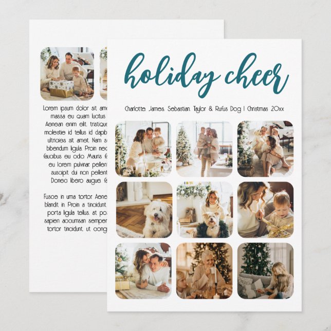 Tarjeta Festiva Navidades de fotos de Holiday Cheer 12 personaliza (Anverso / Reverso)