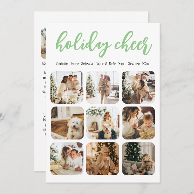 Tarjeta Festiva Navidades de fotos de Holiday Cheer 12 personaliza (Anverso / Reverso)