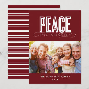 TARJETA FESTIVA NAVIDADES DE FOTOS DE LA FAMILIA PEACE ON EARTH