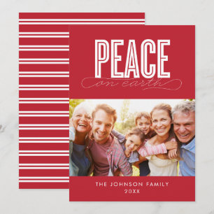 TARJETA FESTIVA NAVIDADES DE FOTOS DE LA FAMILIA PEACE ON EARTH