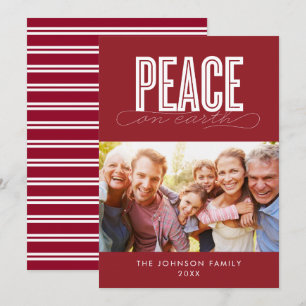 TARJETA FESTIVA NAVIDADES DE FOTOS DE LA FAMILIA PEACE ON EARTH