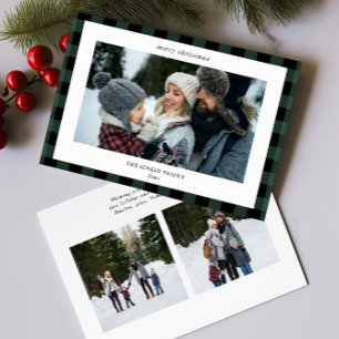 Tarjeta Festiva Navidades de fotos de la frontera verde simple de 