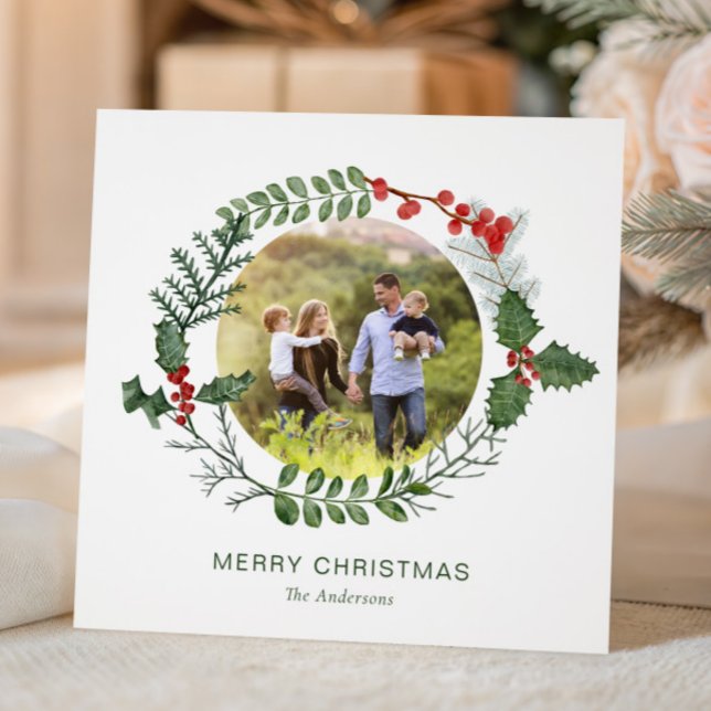 Tarjeta Festiva Navidades de fotos de la guirnalda acuarela (Subido por el creador)