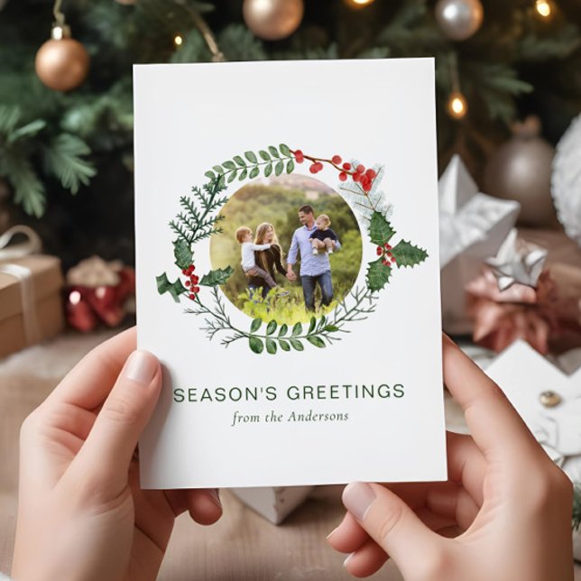 Tarjeta Festiva Navidades de fotos de la guirnalda acuarela (Subido por el creador)