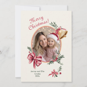 Tarjeta Festiva Navidades de fotos de las campanas de oro de arco