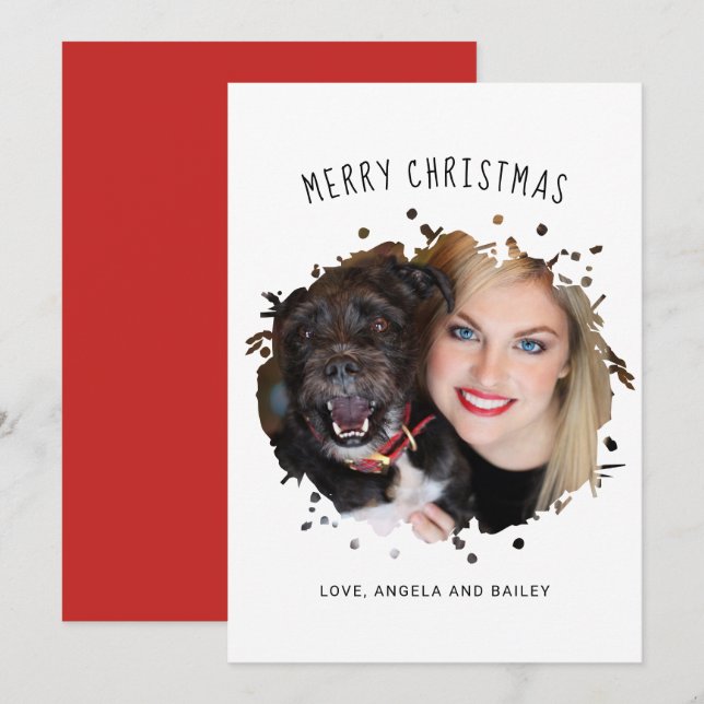 Tarjeta Festiva Navidades de fotos de Mascotas personalizados (Anverso / Reverso)