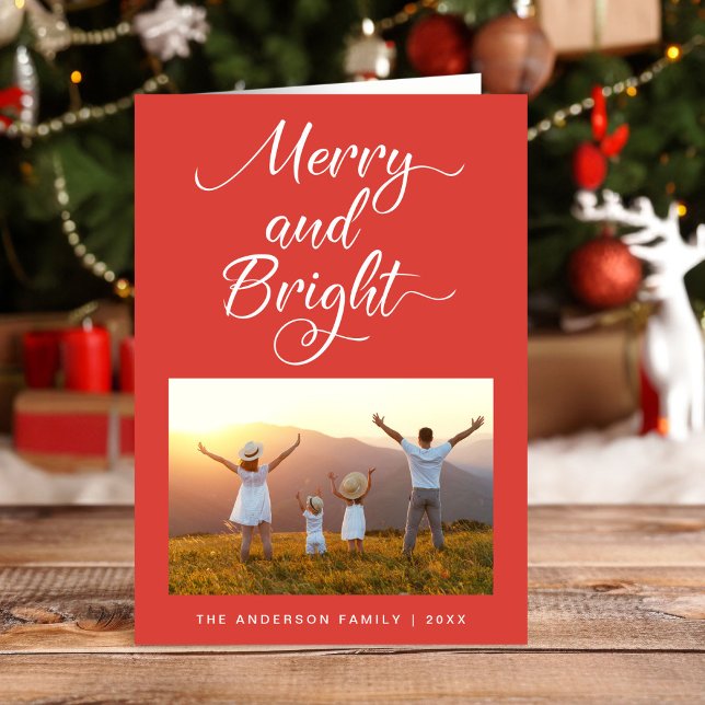 Tarjeta Festiva Navidades De Fotos De Merry Y Bright (Subido por el creador)