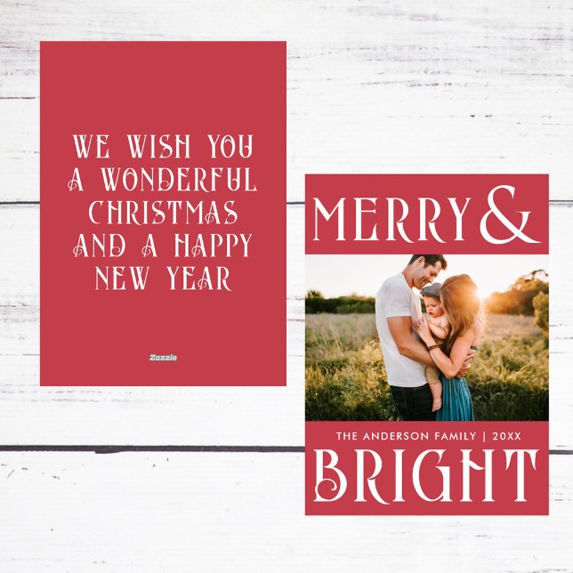 Tarjeta Festiva Navidades De Fotos De Merry Y Bright Trendy Retro (Subido por el creador)