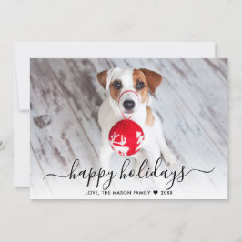 Tarjeta Festiva Navidades de fotos de Modern Happy Holidays Script