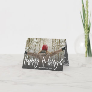 Tarjeta Festiva Navidades de fotos de Modern Happy Holidays Script