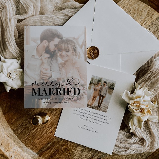 Tarjeta Festiva Navidades de fotos de moras y casados modernos (Subido por el creador)