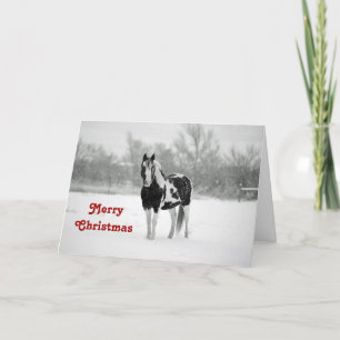 Tarjeta Festiva Navidades de fotos de nieve blanca y negra de caba