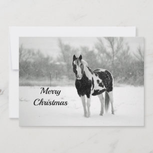 Tarjeta Festiva Navidades de fotos de nieve blanco y negro de caba
