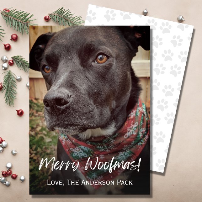 Tarjeta Festiva Navidades de fotos de perros adornos de merry Woof (Subido por el creador)