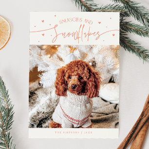 Tarjeta Festiva Navidades de fotos de perros con Snowflakes y Snow