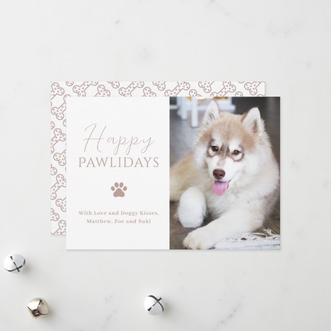 Tarjeta Festiva Navidades de fotos de perros de Happy Pawlidays (Anverso/Reverso In Situ)