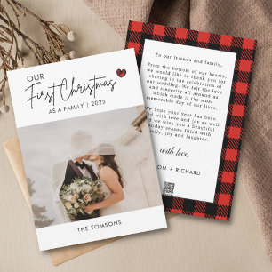 Tarjeta Festiva Navidades de fotos de Red Plaid Boda de guiones Gr