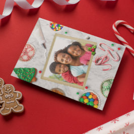 Tarjeta Festiva Navidades de fotos decorativos con pan de jengibre