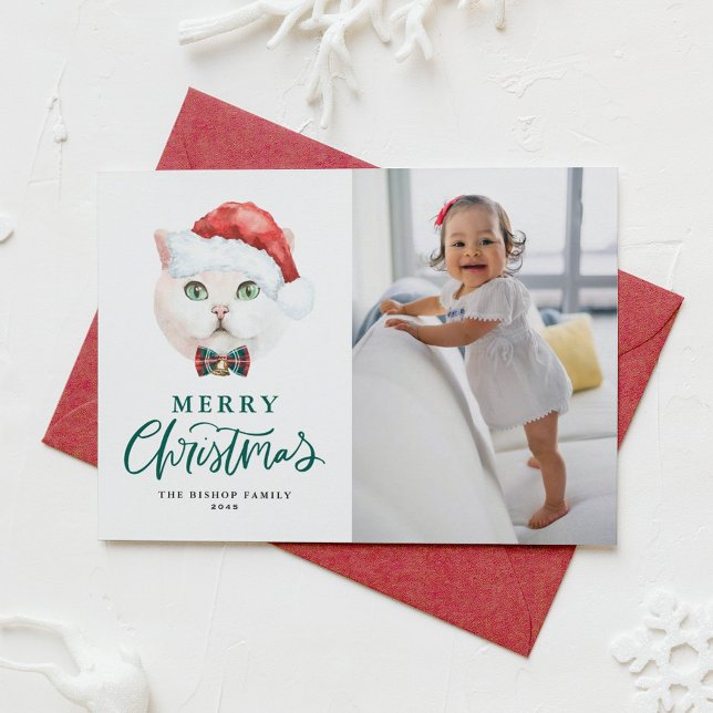 Tarjeta Festiva Navidades de fotos del gato británico de Shorthair (Subido por el creador)