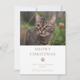 Tarjeta Festiva Navidades de fotos del gato personalizado