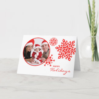 Tarjeta Festiva Navidades de fotos doblados de copos de nieve rojo