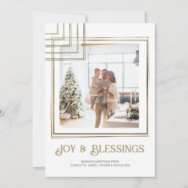 Tarjeta Festiva Navidades de fotos en bloques modernos personaliza (Anverso)