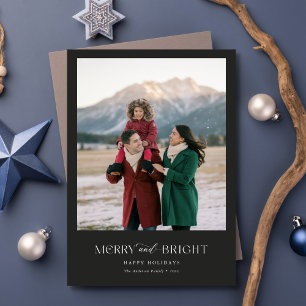 Tarjeta Festiva Navidades de fotos familiares modernos y brillante