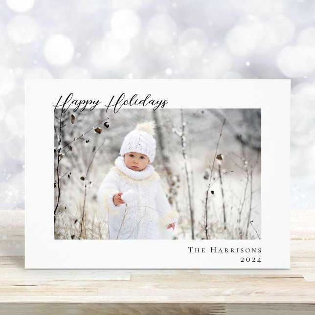Tarjeta Festiva Navidades de fotos Mínimos Modernos Felices Fiesta (Share the love and warmth of the season with your personalized photo Christmas card)