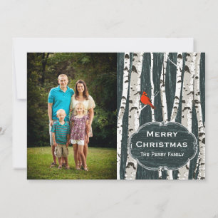Tarjeta Festiva Navidades de fotos Personalizados de Birch Trees s