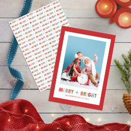 Tarjeta Festiva Navidades de fotos Red Merry y Bright