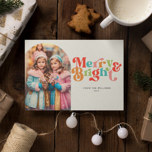 Tarjeta Festiva Navidades De Fotos Retro Con Colorido Brillante Y 