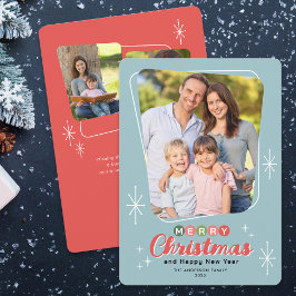 Tarjeta Festiva Navidades de Fotos Retro MidCentavo Moderno