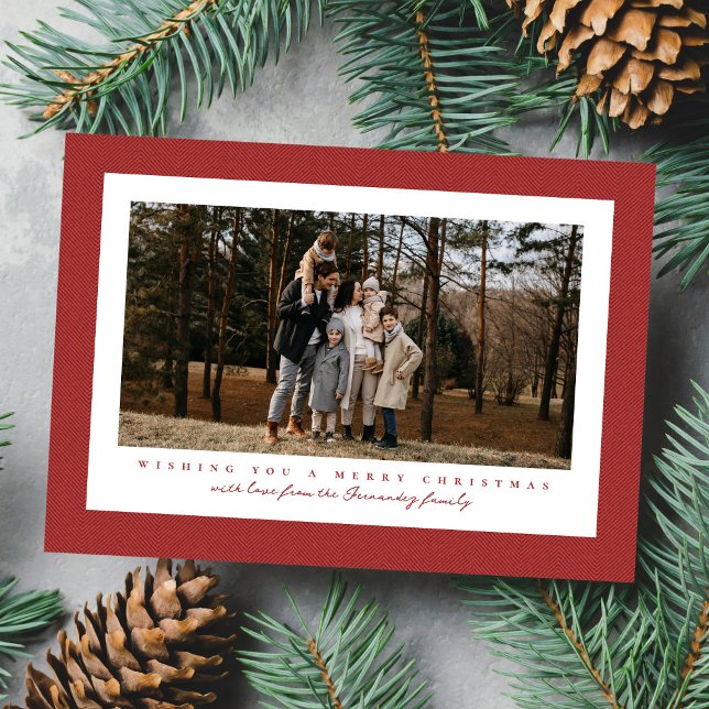 Tarjeta Festiva Navidades de fotos rojas simples con marco tuitead (Subido por el creador)