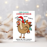 Tarjeta Festiva Navidades de Fowl Turkey Santa Hat<br><div class="desc">Comparte algo de humor de las vacaciones con esta graciosa tarjeta de Navidades que presenta un pavo bocado de "aves" en un sombrero de Santa. Diviértete y personaliza con tus propios improperios y saludos favoritos. Obra de arte original TJ Moreno & KL Stock.</div>