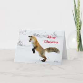 Tarjeta Festiva Navidades de Fox Leaping Snow