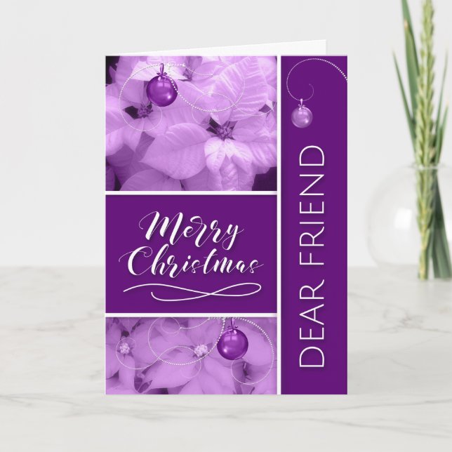 Tarjeta Festiva navidades de Friend Lavender Purple Poinsettia (Anverso)