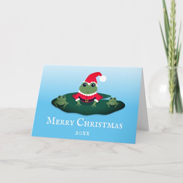 Tarjeta Festiva Navidades de Frog Santa Animal (Anverso)