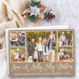 Tarjeta Festiva Navidades de Fun Calligraphy Kraft Holly Jolly