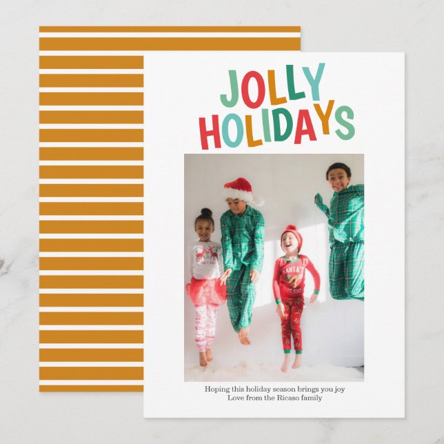 Tarjeta Festiva Navidades de Fun Photo Jolly Holidays personalizad (Anverso / Reverso)