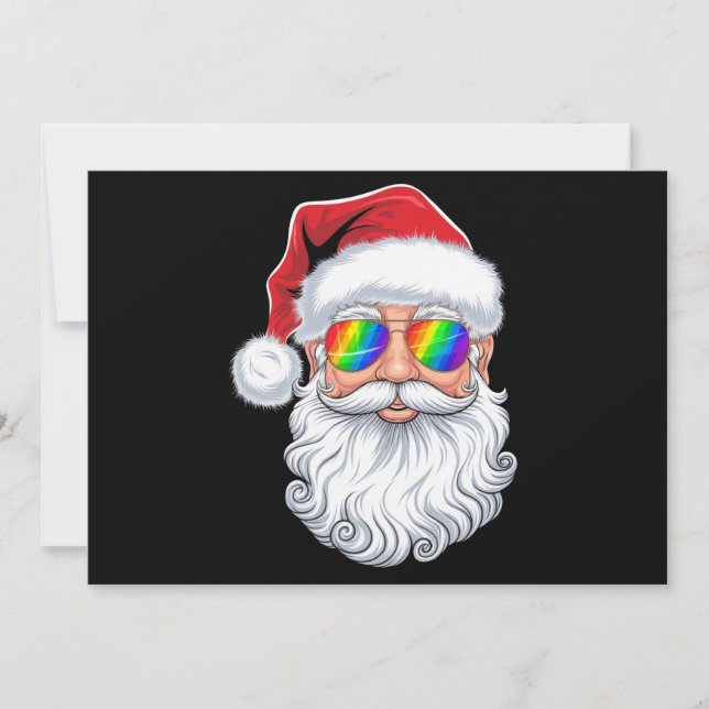 Tarjeta Festiva Navidades de gafas de sol gay de Santa Face Navida (Anverso)