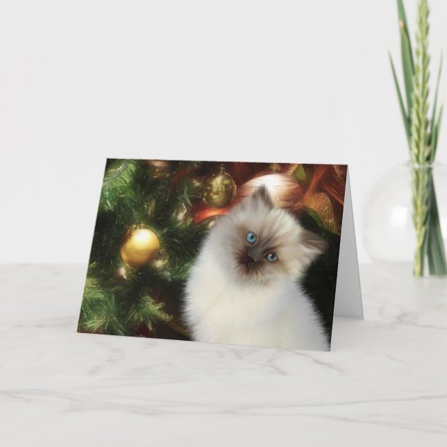 Tarjeta Festiva Navidades de gatitos del Himalaya (Anverso)