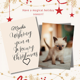 Tarjeta Festiva Navidades de gato de Siamés