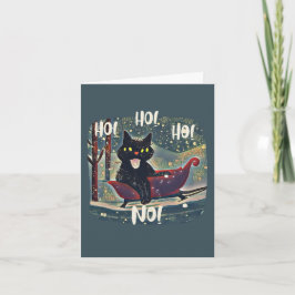 Tarjeta Festiva Navidades de gato negro traviesos y graciosos
